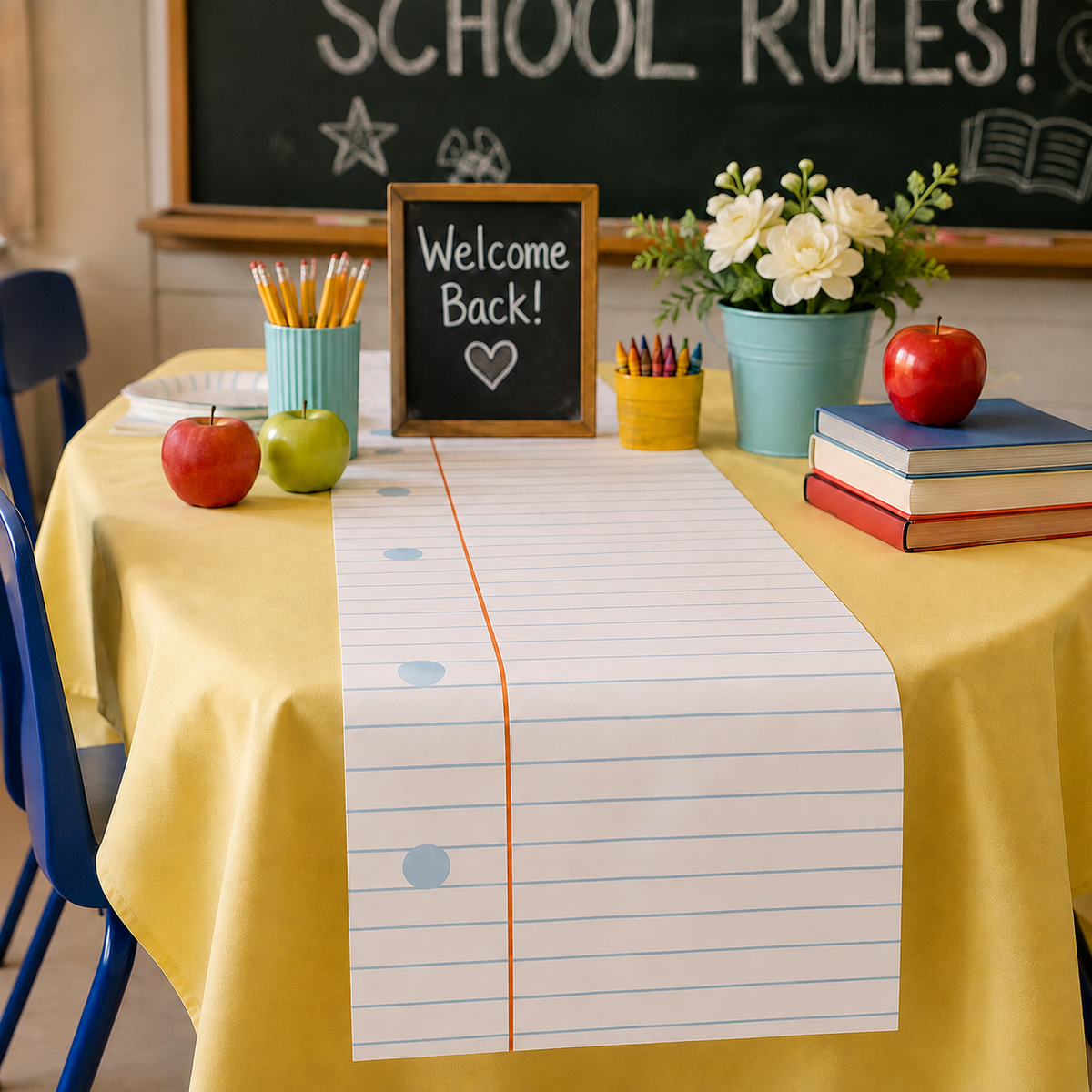 Back to School Table Runner, Ruler Kraft Paper Table Decor, First Day of School Breakfast Decorations, Teacher Classroom Party Decor
