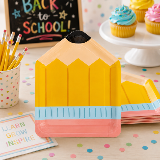 Pencil Shaped Paper Plates – Back to School & Teacher Appreciation Party Plates