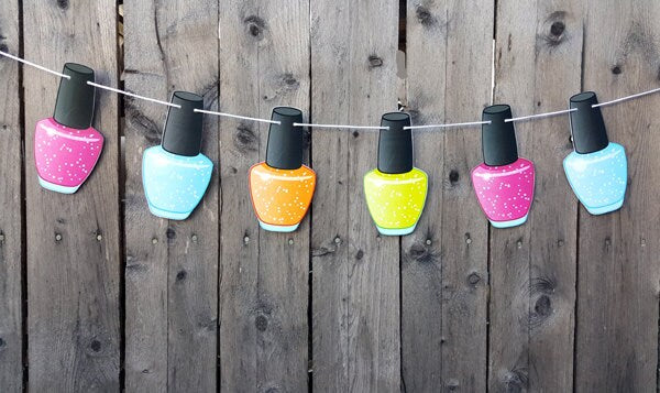 Nail Polish Banner, Nail Polish Garland, Spa Party Banner, Spa Party Garland, Spa Party Decorations, Photo Prop, Beauty Party Supplies Props