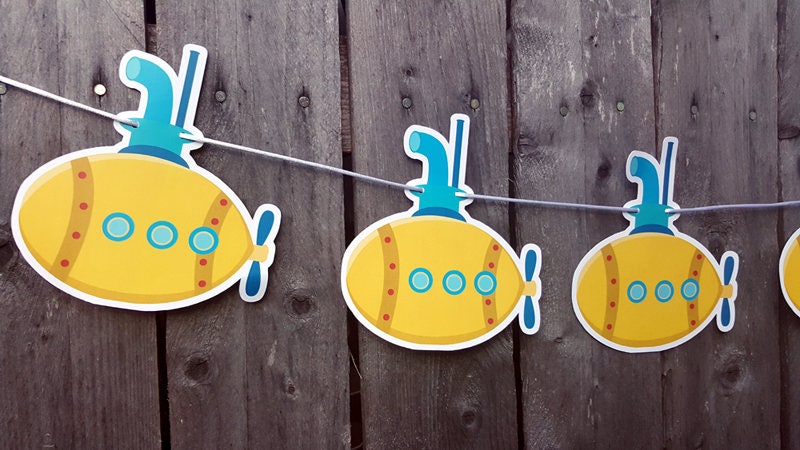 Submarine Banner, Submarine Garland, Submarine Decorations, Submarine Party, Submarine