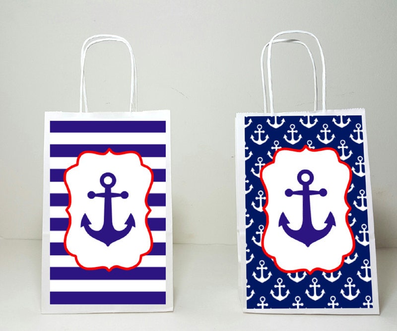 Anchor Goody Bags, Nautical Goody Bags, Nautical Favor Bags, Nautical Gift Bags