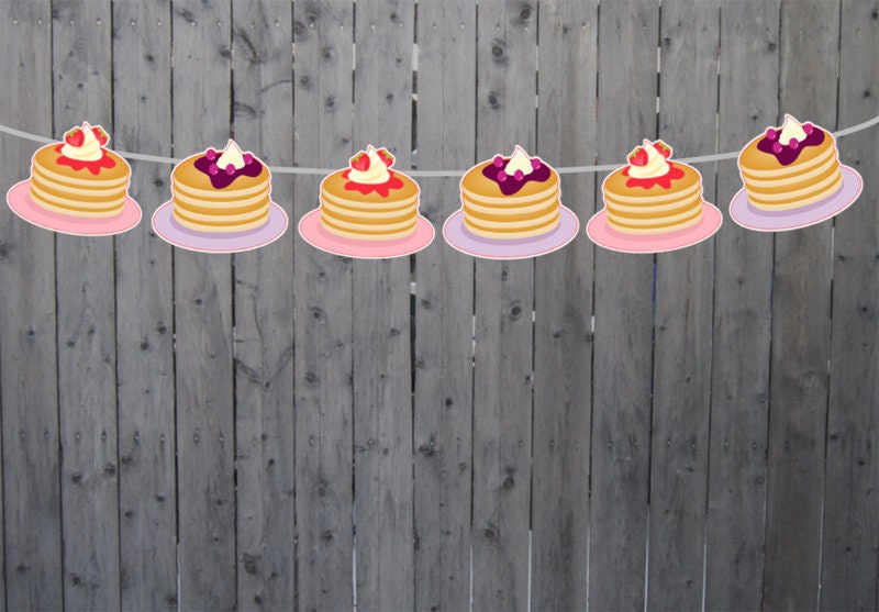 Pancake Garland, Pancake Birthday Banner, Pancake Banner, Pancakes and Pajamas, Slumber Party, Pancake Photo Prop, Pancake Decorations