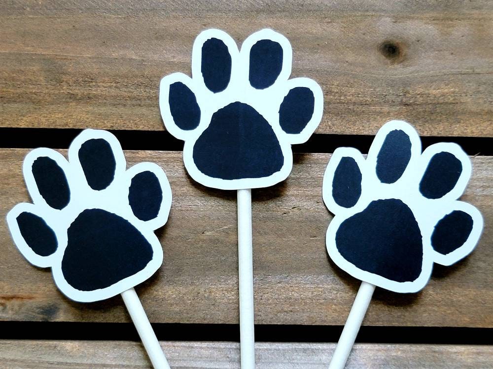 Paw Print Cupcake Toppers, Puppy Party Cupcake Topper, Dog Birthday Decorations, Paw Print Party Supplies, Paw Print Cake Toppers, Dog Party