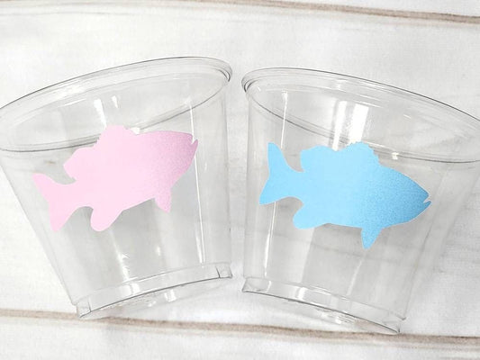 GENDER REVEAL FISHING Party Cups - Fish Party Cups Fishing Baby Shower Fishing Favors Fishing Decorations Fishing Birthday Fishing Party