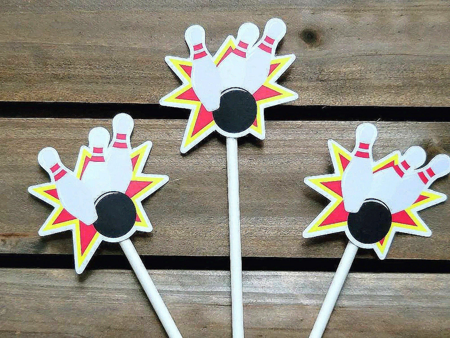 Bowling Cupcake Toppers, Bowling Strike Cupcake Toppers