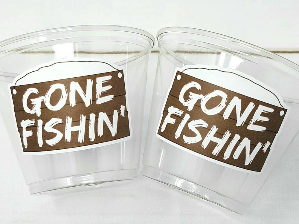 FISHING PARTY CUPS - Fishing Cups Fishing Party Decorations The Big One Fishing Birthday Decorations Fishing Baby Shower Decorations Fishing