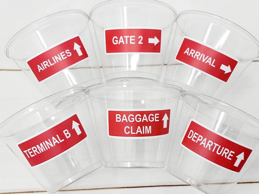 AIRPLANE PARTY CUPS - Airplane Cups Airplane Birthday Cups Airplane Party Favors Pilot Party Plane Birthday Party Airplane Decorations Pilot