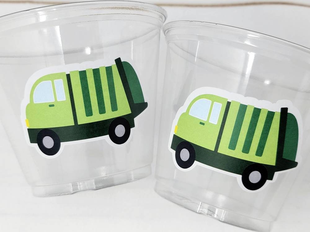 GARBAGE TRUCK PARTY Cups - Garbage Truck Treat Cups Garbage Truck Party Favors Garbage Truck Birthday Favors Trash Garbage Birthday