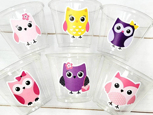 OWL PARTY CUPS - Owl Cups Owl Party Favors Owl Birthday Party Owl First Birthday Owl Baby Shower Owl Party Decorations Owl Party Supplies