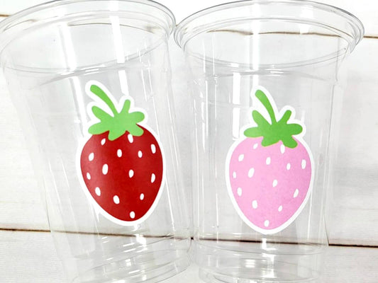 STRAWBERRY PARTY CUPS - Strawberry Birthday Cups Strawberry Cups First Birthday Strawberry Party Decorations Strawberry Baby Shower