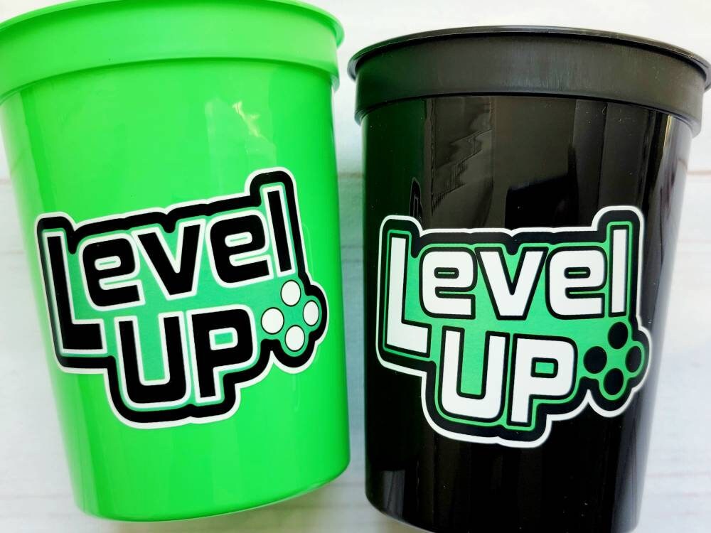 VIDEO GAME PARTY Cups - Video Game Cups Video Game Party Cups Level Up Party Decorations Gamer Baby Shower Decorations Video Game Birthday