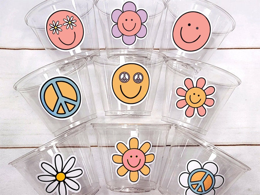 70S PARTY CUPS - 70's Birthday Cups 70's Party Cups 70's Decorations 70's Birthday Party 70's Birthday Party Decorations Hippie Party Cups