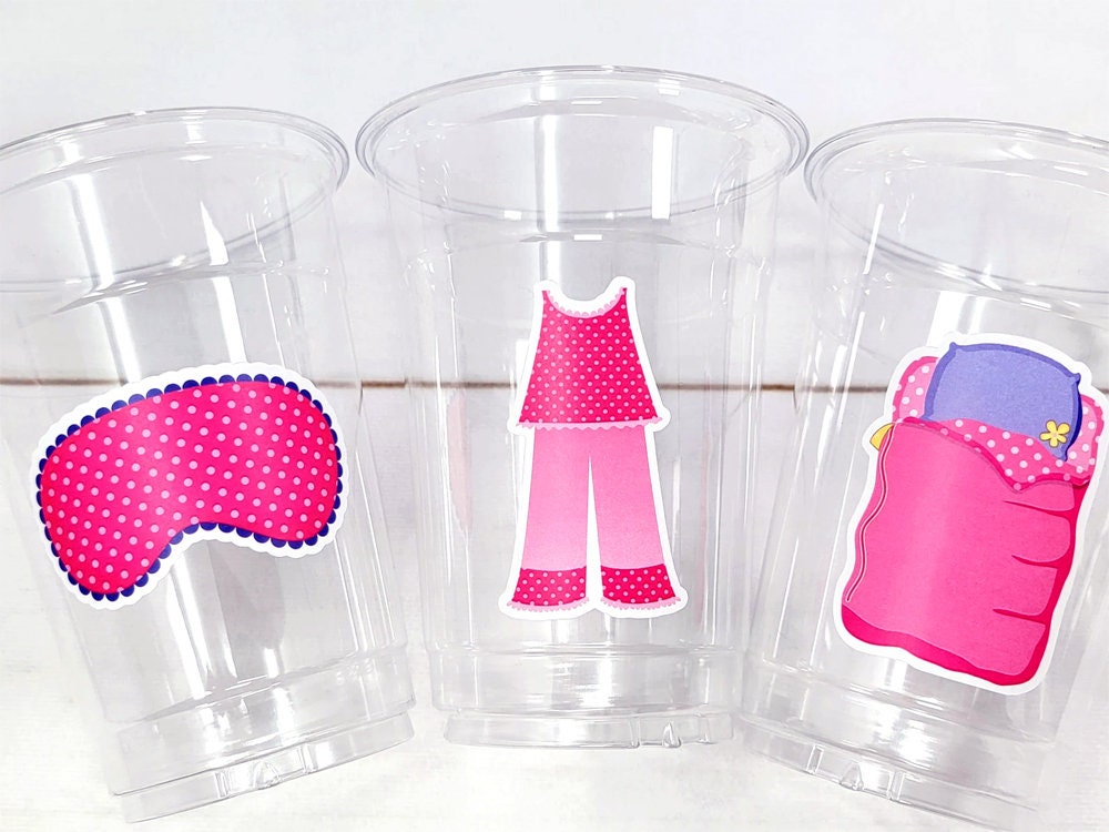 SLUMBER PARTY CUPS - Sleepover party cups Pajama Party Cups Sleeping Mask Cups Slumber Party Favors Sleepover Decorations Party Supplies