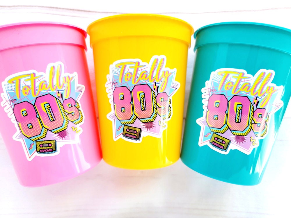 80'S PARTY CUPS - 80's Birthday Cups 80's Party Cups 80's Decorations 80's Birthday Party 80's Birthday Party Decorations 80s