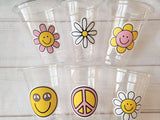 70'S PARTY CUPS - 70's Birthday Cups 70's Party Cups 70's Decorations 70's Birthday Party 70's Birthday Party Decorations Hippie Party Decor