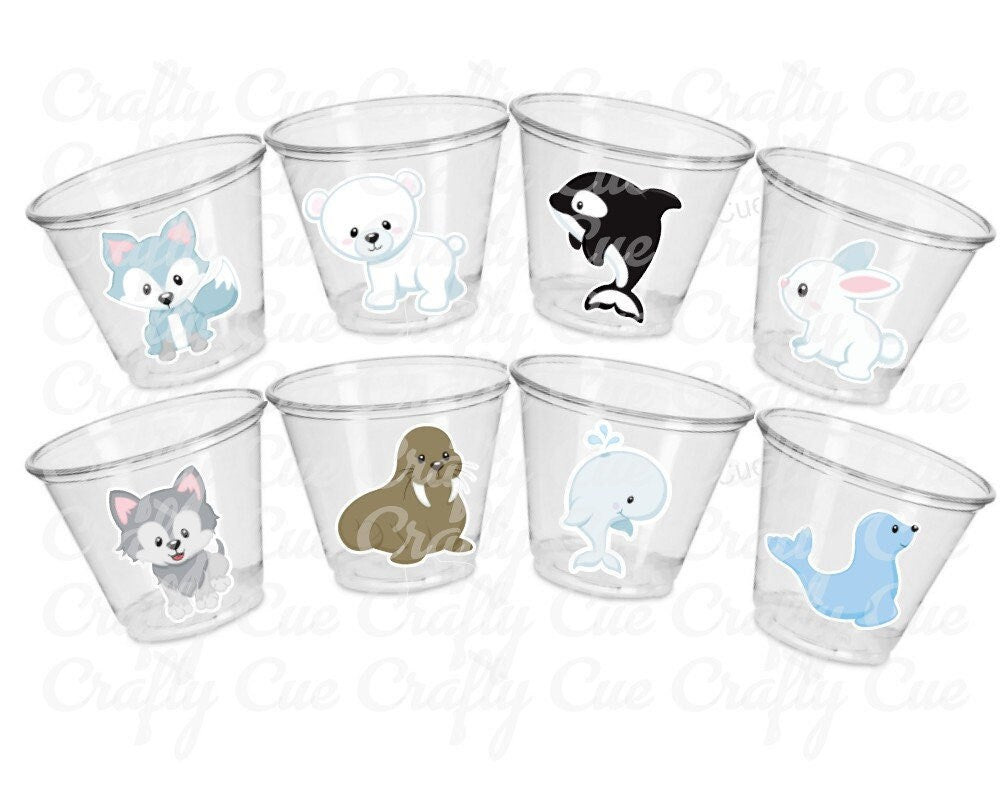 WINTER ARCTIC ANIMAL Party Cups - Disposable Winter Animal Cups Winter Baby Shower Winter Party Decorations Winter Wonderland Baby Shower