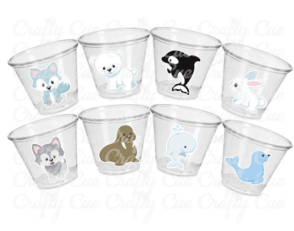 WINTER ARCTIC ANIMAL Party Cups - Disposable Winter Animal Cups Winter Baby Shower Winter Party Decorations Winter Wonderland Baby Shower