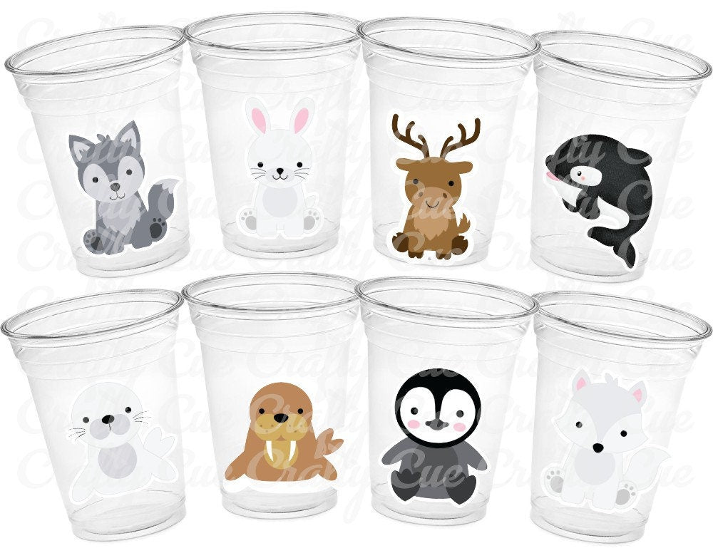 WINTER ARCTIC ANIMAL Party Cups - Disposable Winter Animal Cups Winter Baby Shower Winter Party Decorations Winter Wonderland Baby Shower