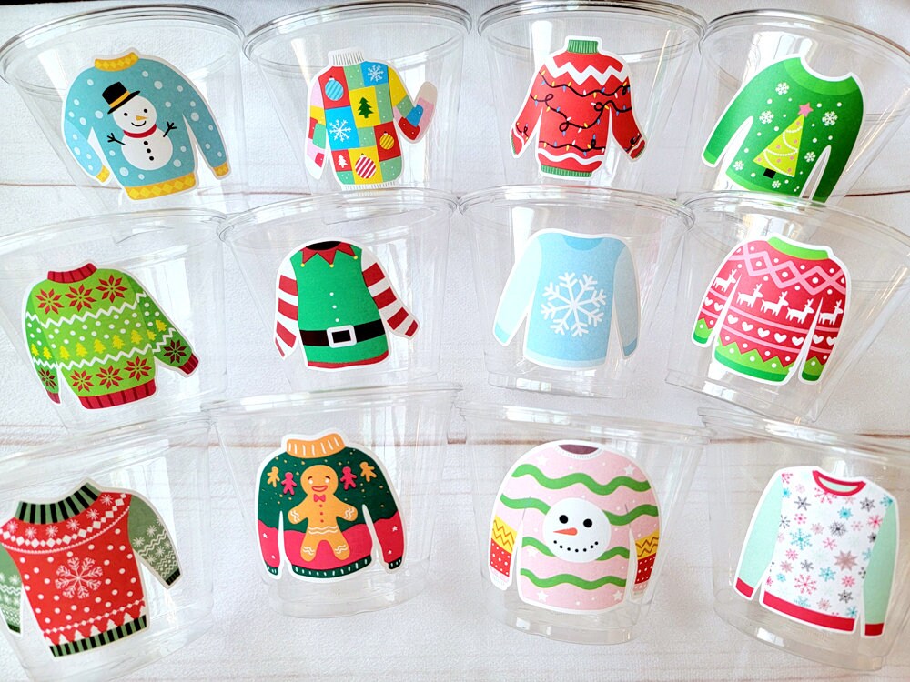 CHRISTMAS PARTY CUPS - Ugly Sweater Christmas Cups Christmas Decorations Christmas Party Supplies Christmas Party Favors Christmas Gifts