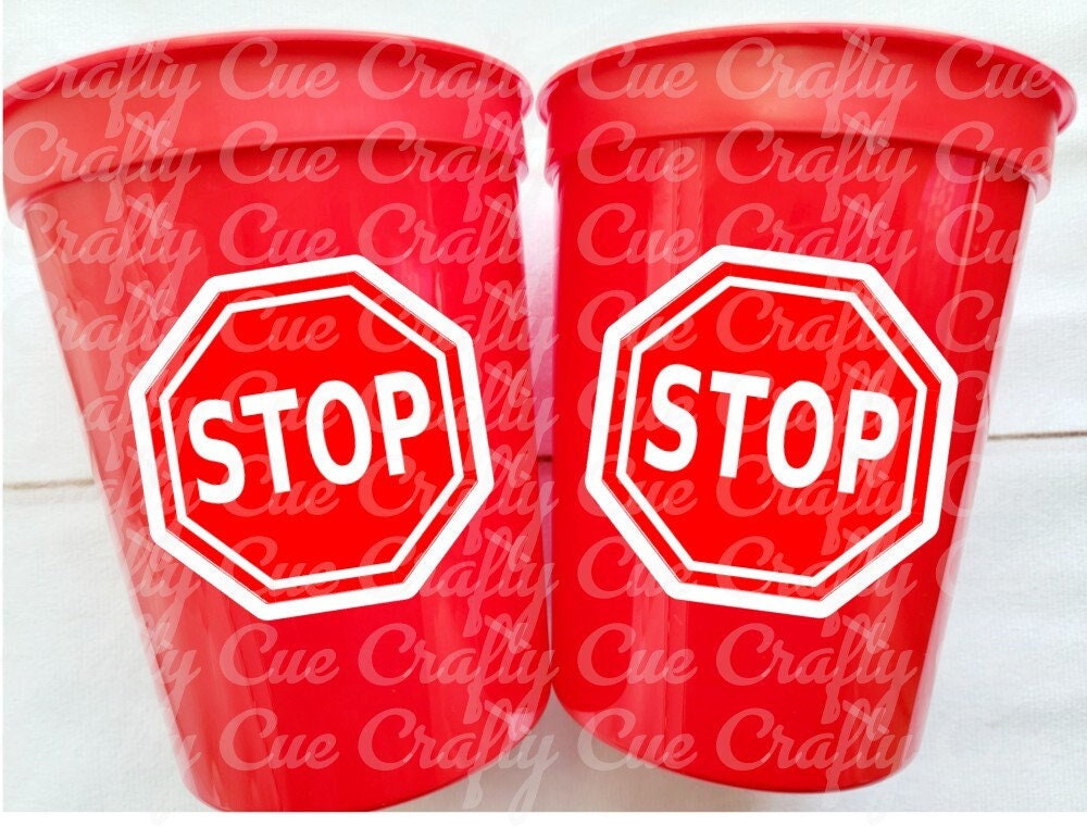 STOP SIGN CUPS - School Bus Party Cups Reusable School Cups School Bus Birthday School Bus Party School Bus Favors Back To School Stop Sign