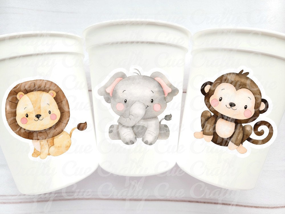 SAFARI PARTY CUPS Reusable Safari Birthday Cups Safari Birthday Safari Party Safari Decorations Safari Baby Shower Safari Favors Jungle Cups