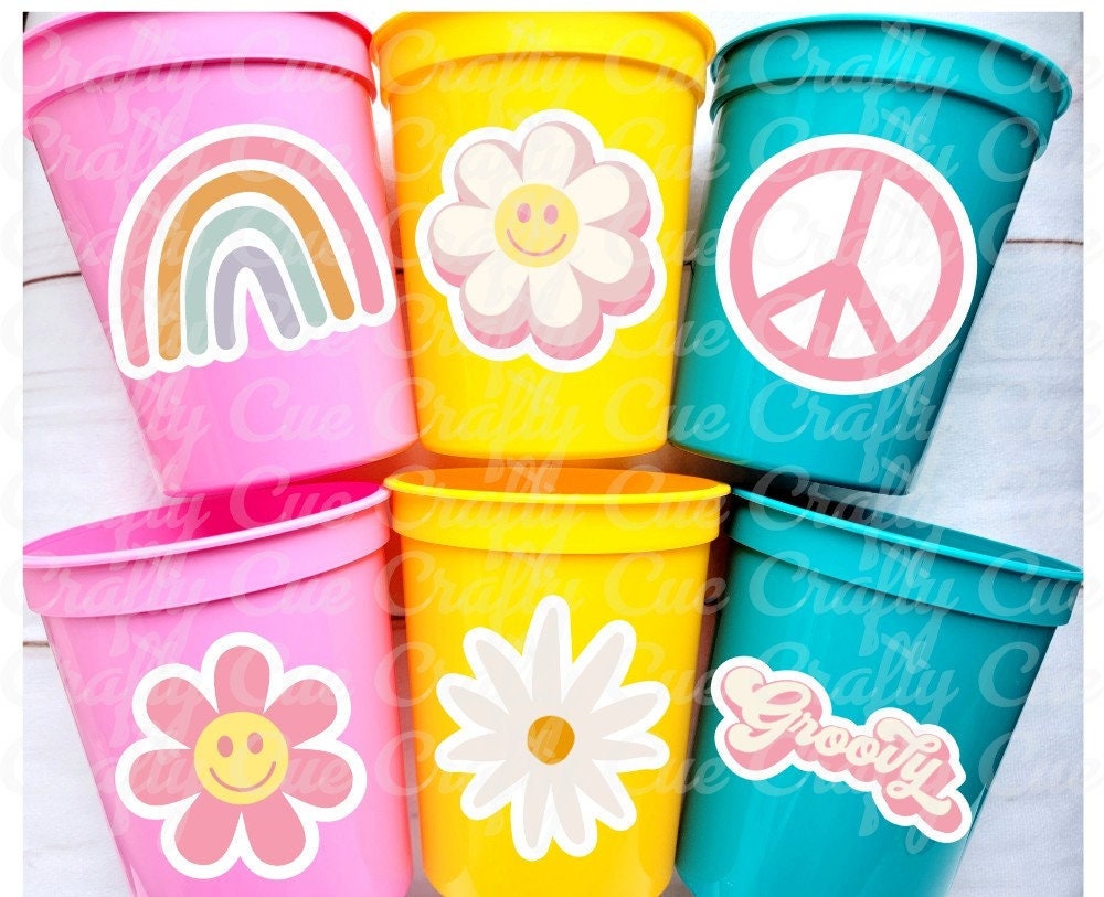 70s PARTY CUPS - 70's Birthday Cups 70s Party Cups 70s Decorations 70's Birthday Party 70's Birthday Party Decorations Hippie Two Groovy