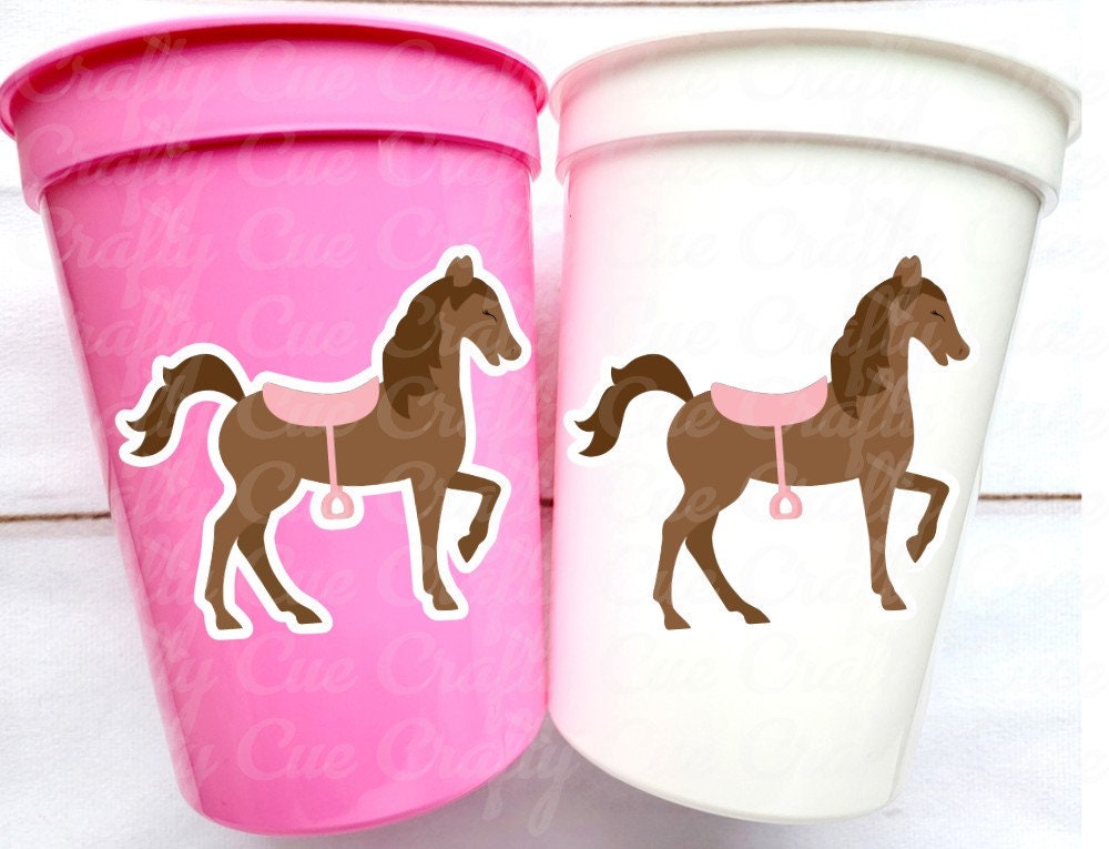 HORSE PARTY CUPS Horse Cups Horse Party Decorations Horse Baby Shower Horse Party Favors Derby Cowgirl Baby Shower Equestrian Party Cups