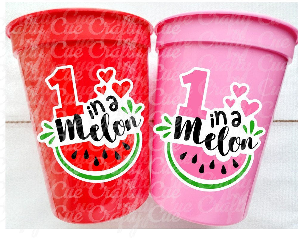 WATERMELON PARTY CUPS - Watermelon Party Favors Watermelon Treat Cups Watermelon Birthday One in a Melon First Birthday 1st Birthday