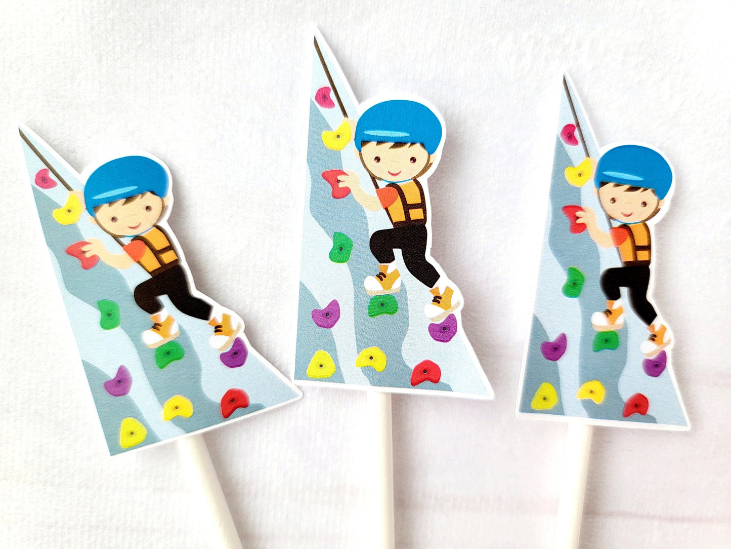 Boy Rock Climbing Cupcake Toppers, Rock Climbing Birthday, Rock Climbing Party, Rock Climbing Party Supplies, Rock Climbing Party