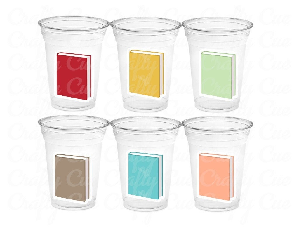 BOOK PARTY CUPS -Book Birthday Cups Book Baby Shower Book Party Favors Book Baby Shower Favors School Party Cups Teacher Gift Back to School