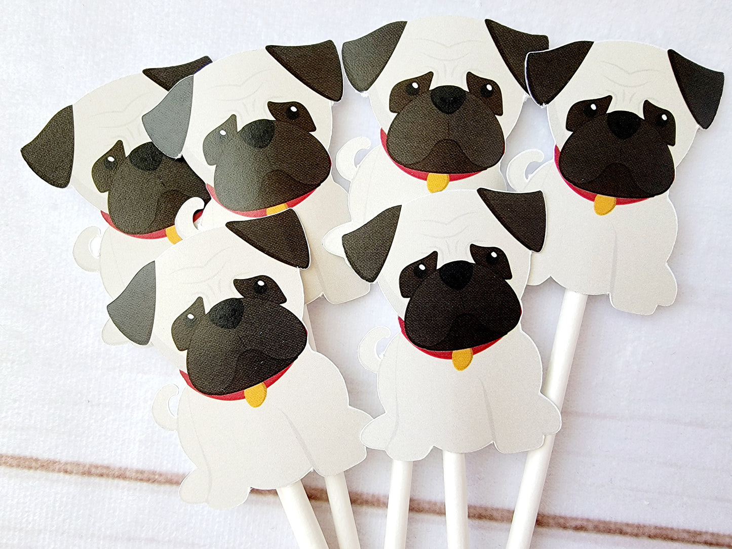 Puppy Party Cupcake Toppers - Pug Cupcake Toppers Pug Birthday Party Pug Party Decorations Puppy Party Cupcake Toppers Dog Birthday Party