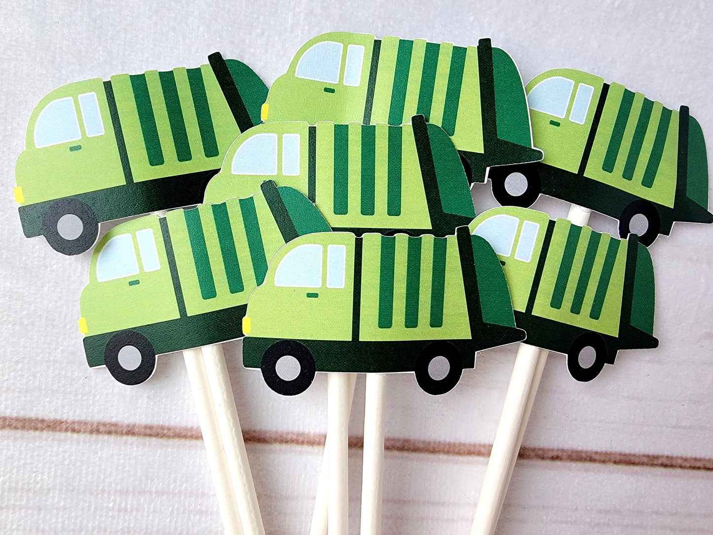 Garbage Truck Cupcake Toppers, Garbage Truck Birthday Party Decorations, Trash Day Party Supplies, Recyling truck Party, Garbage Day Party