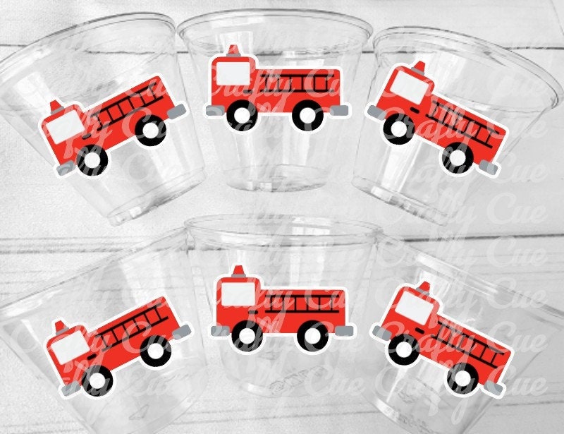 Firetruck Party Cups, Firetruck Treat Cups, Firetruck Party Favors, Firetruck Birthday Favors, Fire Truck Party Favors, Fire truck Birthday