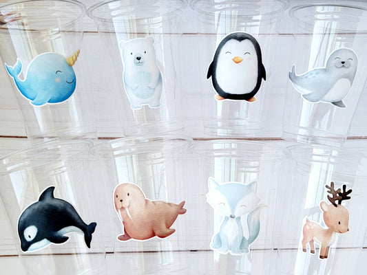 WINTER ARCTIC ANIMAL Party Cups - Disposable Winter Animal Cups Winter Baby Shower Winter Party Decorations Winter Wonderland Baby Shower