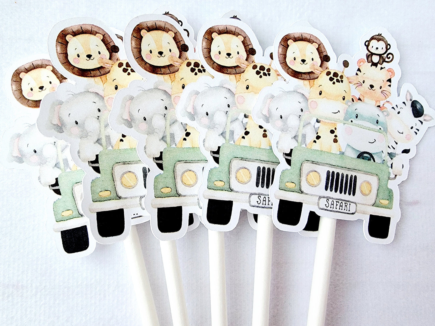 Set of 12 - SAFARI ANIMAL CUPCAKE Toppers - Jungle Animal Cupcake Toppers - Zoo Animal Cupcake Toppers - Safari Animal Cupcake Toppers