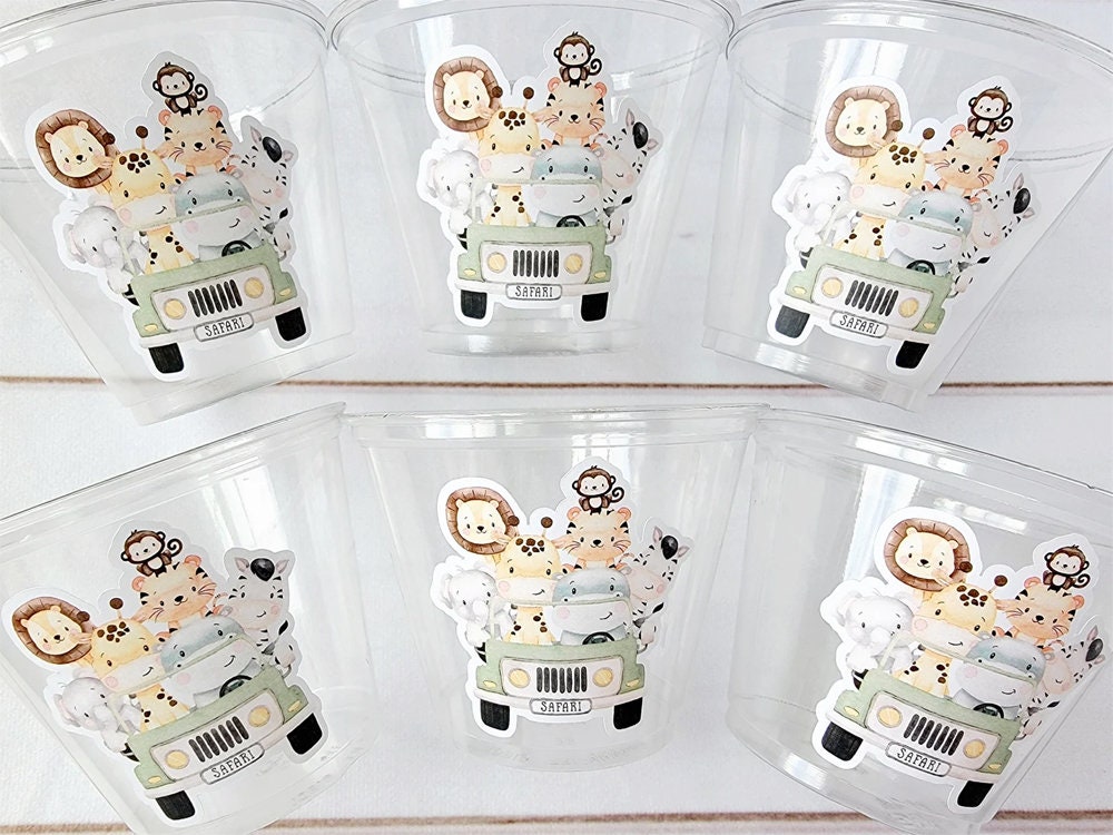 SAFARI PARTY CUPS - Safari Birthday Cups Safari Birthday Safari Party Safari Decorations Safari Baby Shower Safari Favors Jungle Party Cups