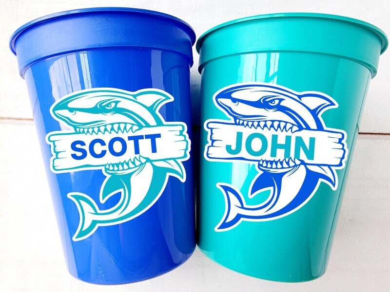 SHARK PARTY CUPS - Shark Treat Cups Shark Birthday Cups Shark Birthday Party Cups Shark Party Favors Shark Party Supplies Shark Decorations