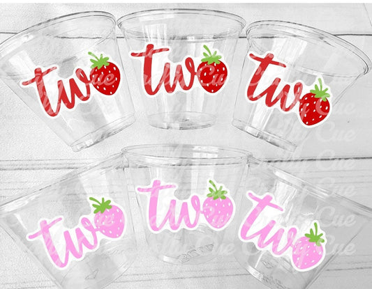 STRAWBERRY PARTY CUPS - Strawberry Birthday Cups Strawberry Cups Second Birthday Strawberry 2nd Party Decorations Strawberry Baby Shower