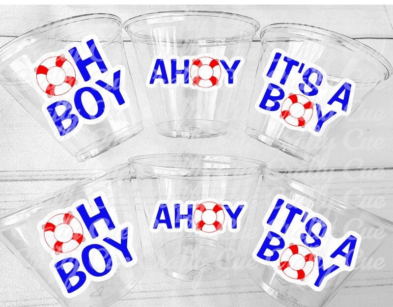 NAUTICAL PARTY CUPS - Nautical Baby Shower Cups Nautical Baby Shower Favors Nautical Party Nautical Party Favors Ahoy Oh Boy It's a Boy Cups