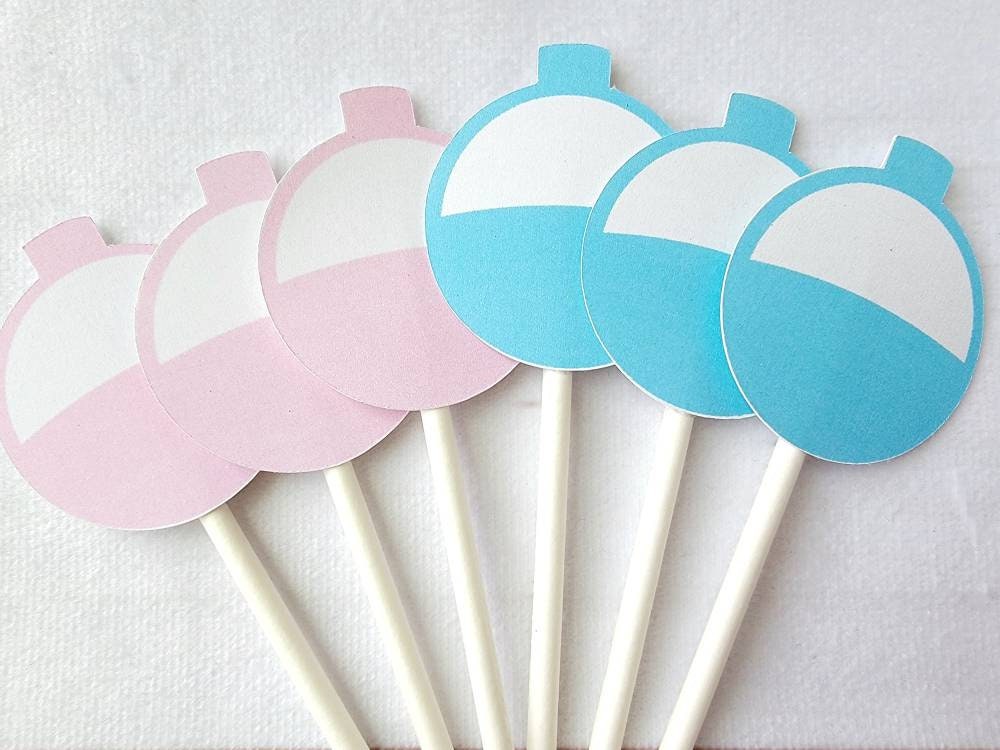 Gender Reveal Fishing Bobber Cupcake Toppers, Fishing Cupcake Toppers, Fishing Birthday, Fishing Party, Fishing Baby Shower