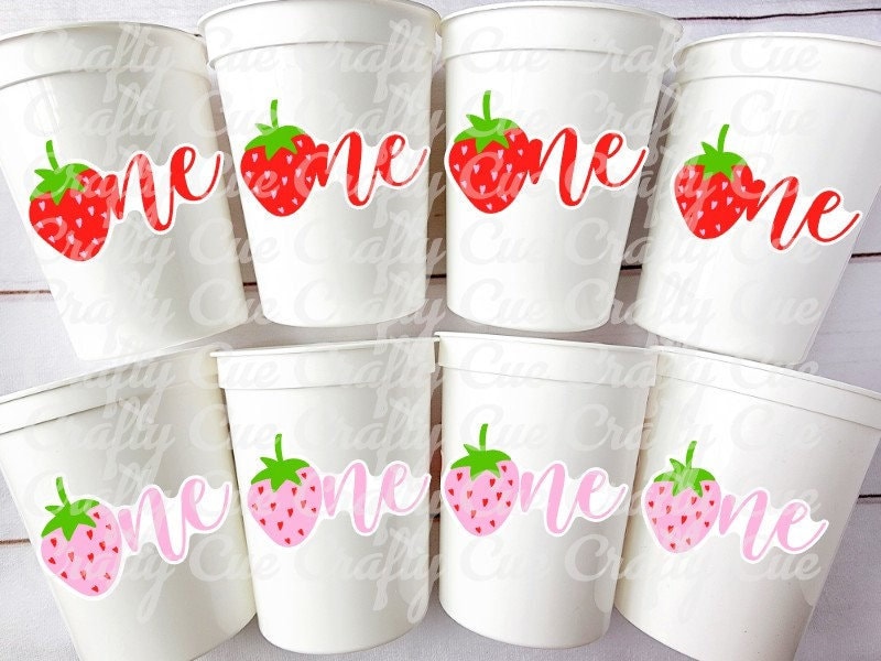 STRAWBERRY PARTY CUPS -Strawberry Birthday Cups Strawberry Cups First Birthday Strawberry Party Decorations Strawberry Berry Sweet One Cups