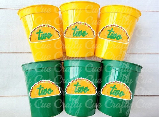 TACO PARTY CUPS - Taco Cups Taco Tuesday Cups Taco Party Taco Birthday Fiesta Party Decorations Cinco De Mayo Taco Twosday Party Taco Favors