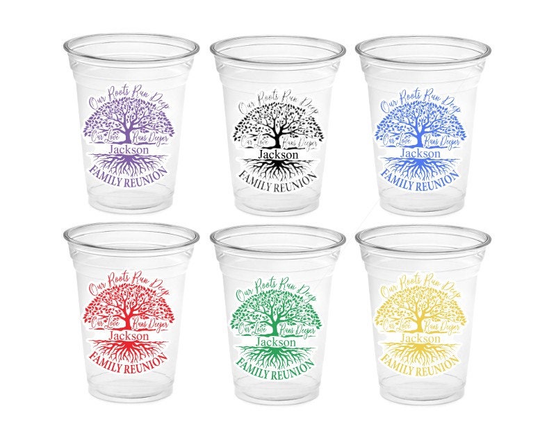 FAMILY REUNION CUPS Family Reunion Party Cups Family Reunion Party Favors Family Reunion Cups Personalized Family Reunion Favor Cups