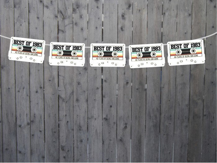 Cassette Tape 40th Birthday Banner Best of 1986 Banner 1986 Party Decorations 40th Party Decorations 40th Party Banner 40th Party Garland