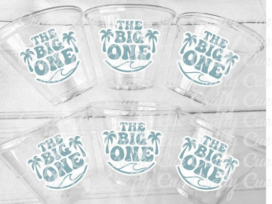 Beach Surf Birthday Cups, The Big One Cups, 1st Birthday Party Cups, Beach Surf Party Favors, Surfs Up Cups, Surfer Catch A Wave Cups, Surf