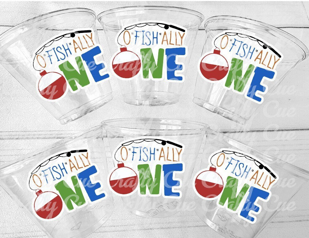 FISHING PARTY CUPS O-Fish-Ally Fishing Birthday Fishing First Birthday Party Gone Fishing Party The Big One Decorations Fish Bait Cups