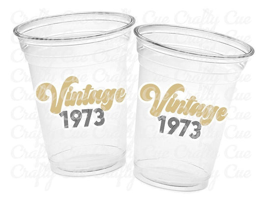 50th PARTY CUPS - 50 and Fabulous 50th Birthday Party 50th Birthday Favors Vintage 1973 Cups 50th Party Decorations 1973 Birthday Party Cups