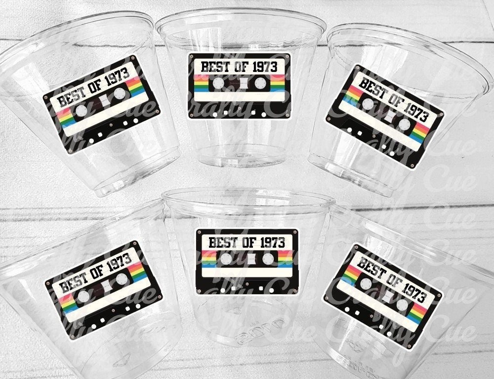 50th PARTY CUPS 50th Birthday Decoration 50th Party Favors 50th Party 50th Birthday Cassette Tape Party Best of 1973 Birthday Vintage 1973
