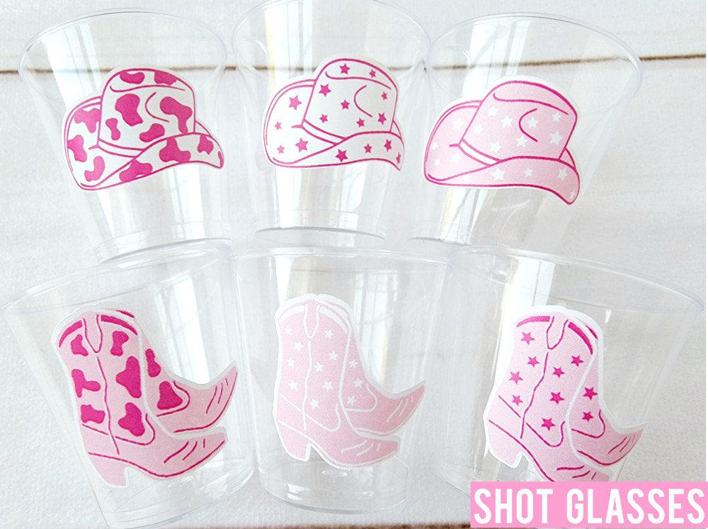 COWGIRL BOOT HAT Plastic Shot Glasses Cowgirl Party Shot Glasses Cowgirl Cups Cowgirl Decorations Cowgirl Bachelorette Shot Glass Go Girls
