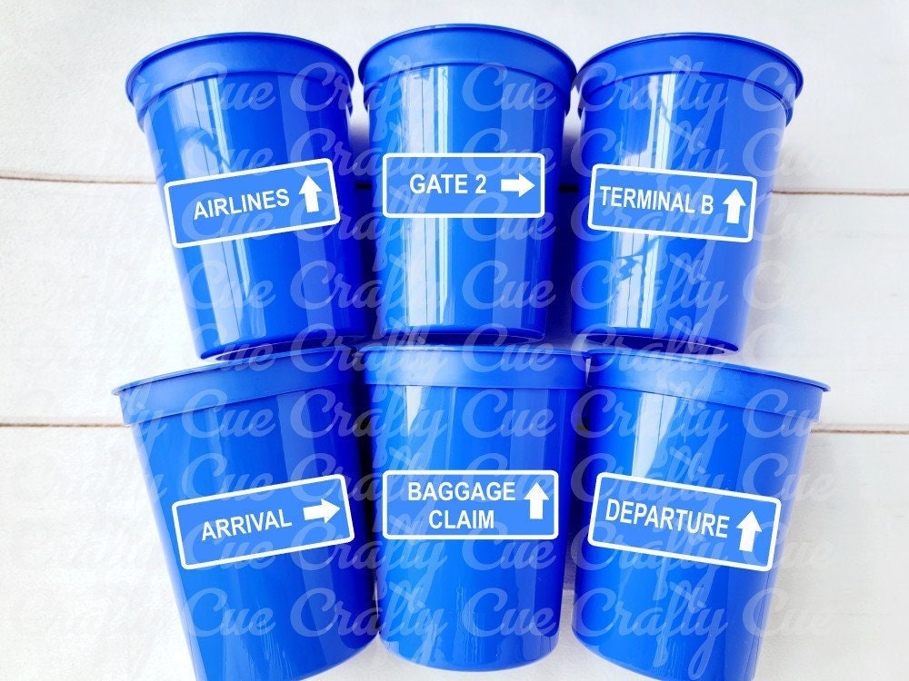 AIRPLANE PARTY CUPS - Airplane Cups Airplane Birthday Cups Airplane Party Favors Pilot Party Plane Birthday Party Airplane Decorations Pilot